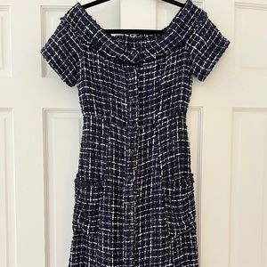 ZARA midi tweed dress - navy - HARD TO FIND! NWT